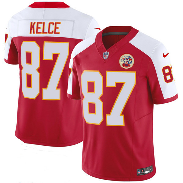 Men??s Kansas City Chiefs #87 Travis Kelce Red/White 2023 F.U.S.E. Vapor Untouchable Limited Football Stitched Jersey